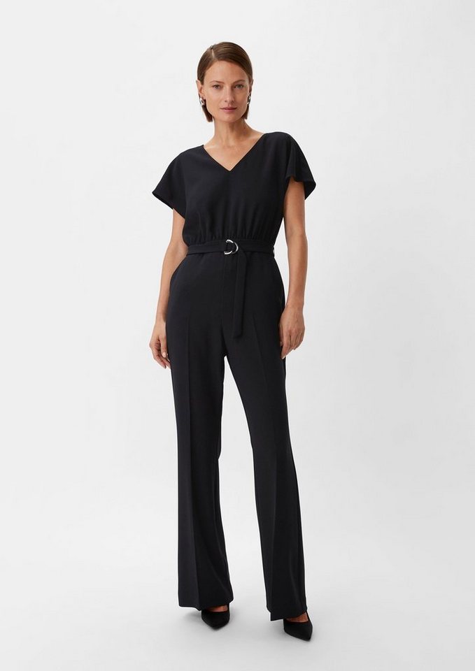 Comma Overall Crêpe-Overall mit Flared Leg Raffung von Comma
