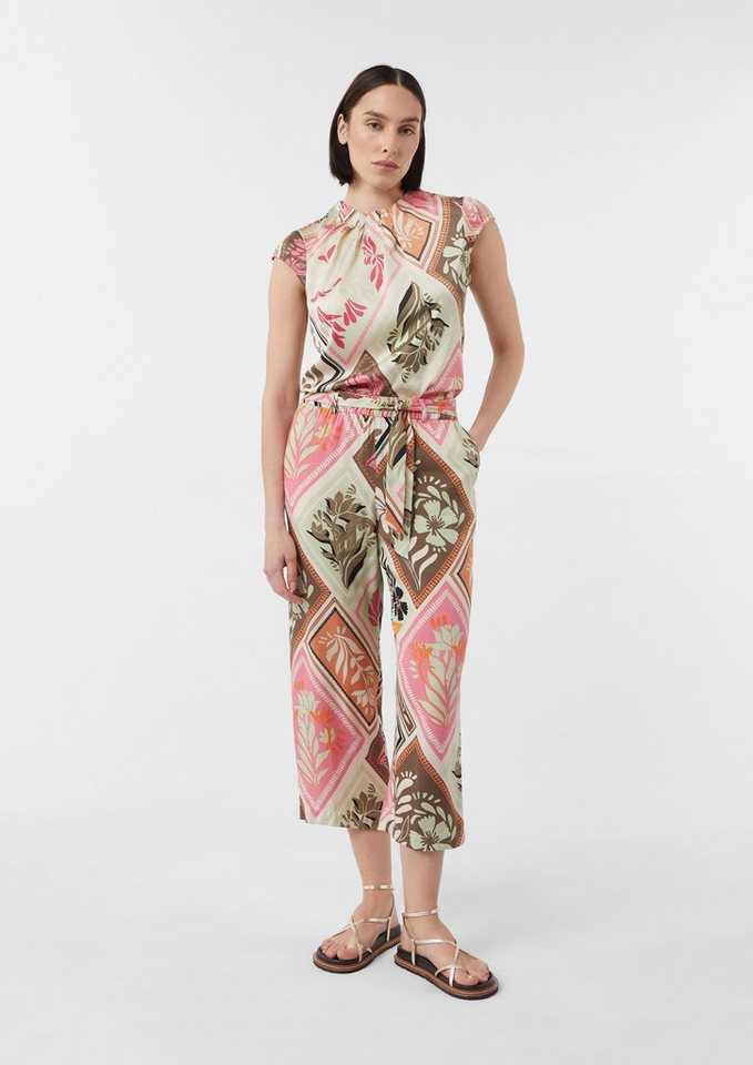 comma Overall Crop-Hose aus Viskosemix im Relaxed Fit mit All-over-Print von comma