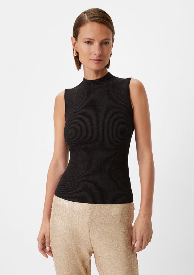 Comma Pullunder Geripptes Stricktop mit Glitzergarn Glitzergarn von Comma