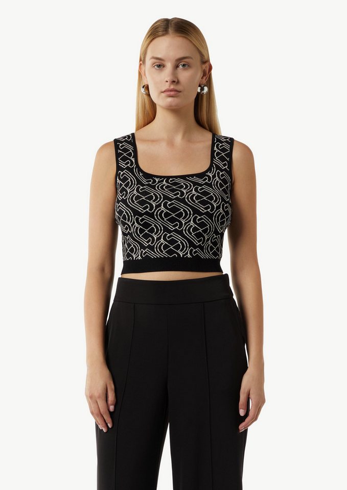 Comma Pullunder Kurzes Feinstricktop mit grafischem Muster Artwork von Comma