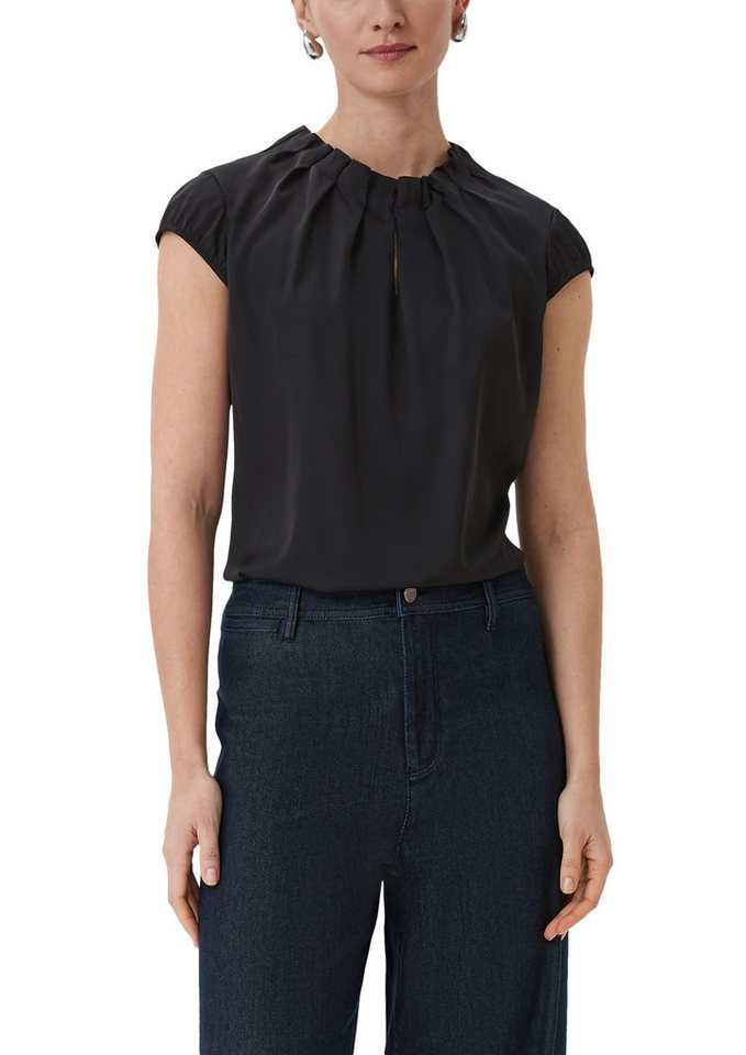 comma Satinbluse mit Raffung am Hals von comma