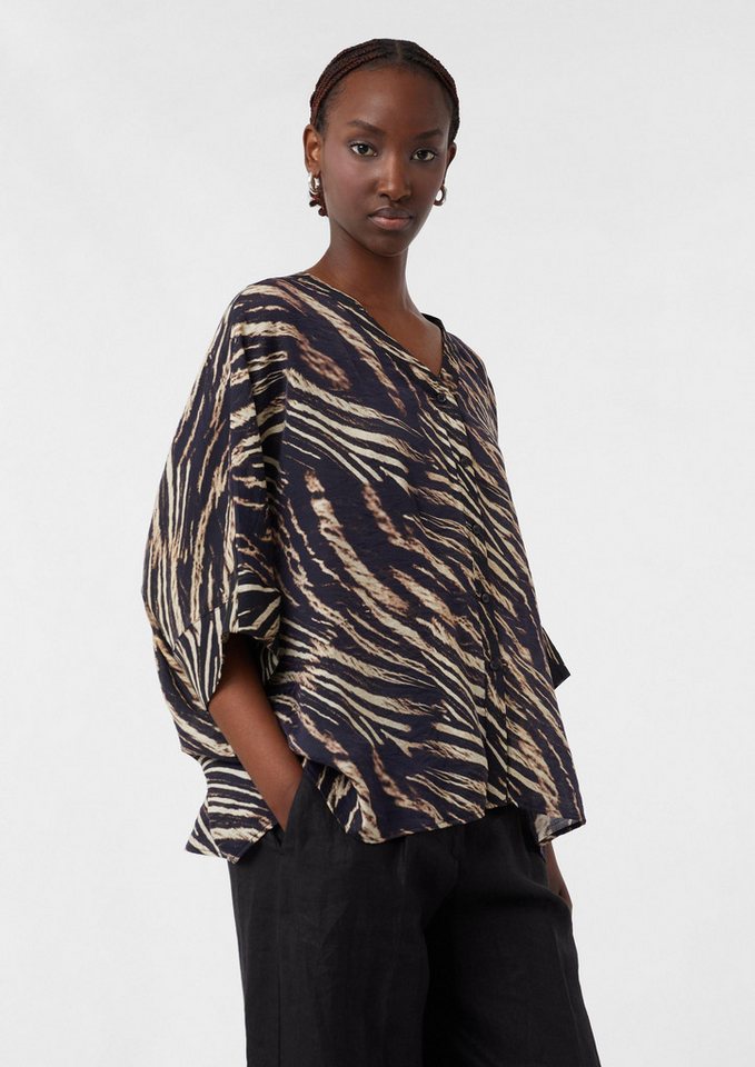 comma Poncho Accessories Abstrakt gemusterte Bluse im Loose Fit aus Viskosemix von comma