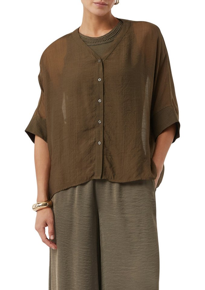comma Shirtbluse im transparenten Look und mit Knopfleiste von comma