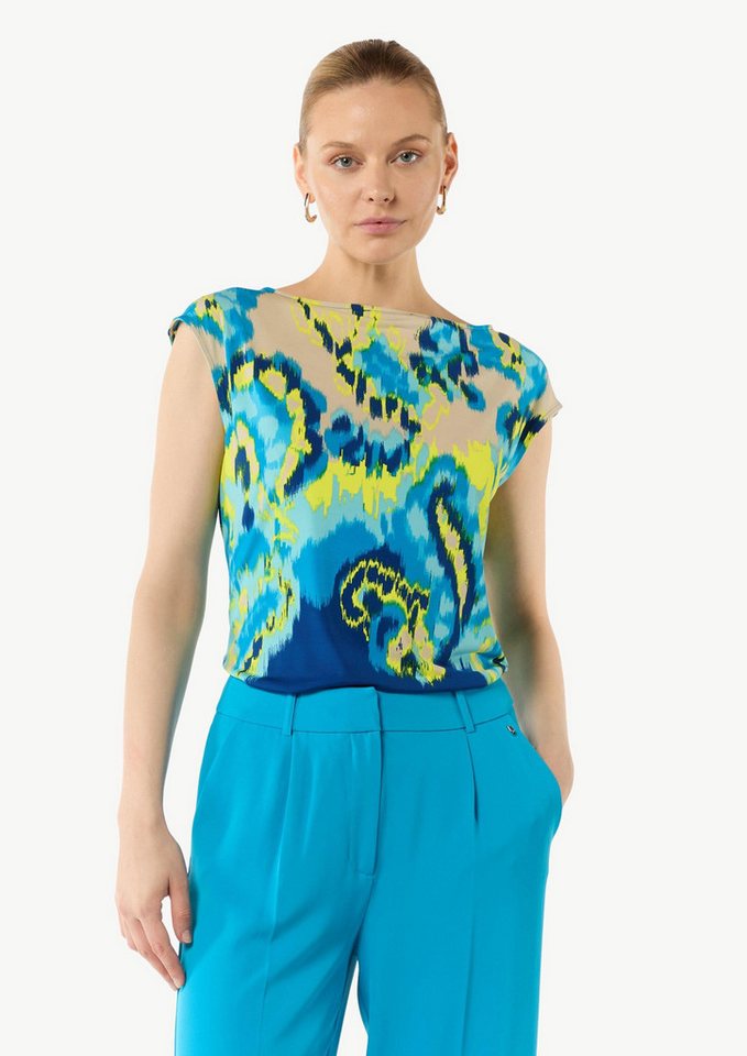 comma Kurzarmshirt T-Shirt Fließendes Jersey-Shirt mit All-over-Print (1-tlg) von comma