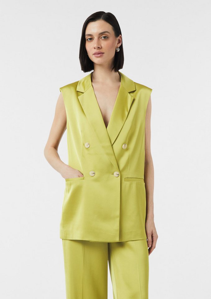 comma Jackenblazer Indoor-Weste Lange Weste aus fließendem Satin (1-tlg) von comma