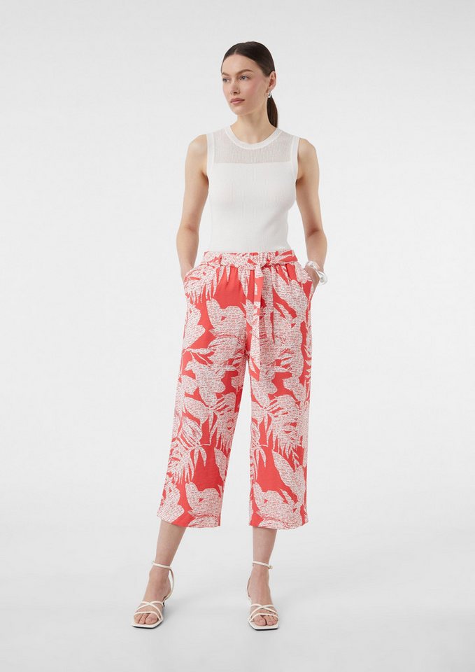 comma Stoffhose Crop-Hose aus Viskosemix im Relaxed Fit mit All-over-Print von comma
