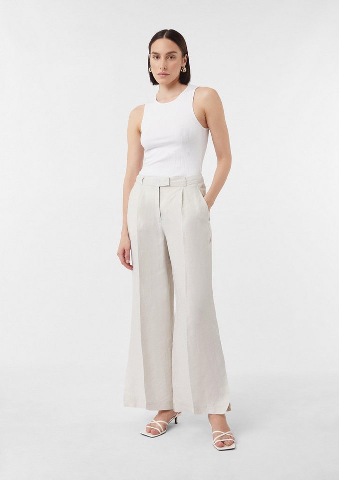 Comma Stoffhose Marlenehose aus Leinen mit Saum-Schlitzen von Comma
