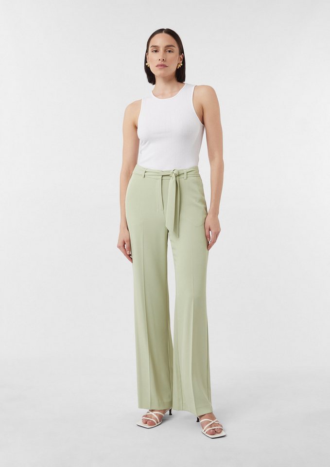 comma Stoffhose Fließende Wide-Leg-Hose mit Bindegürtel von comma