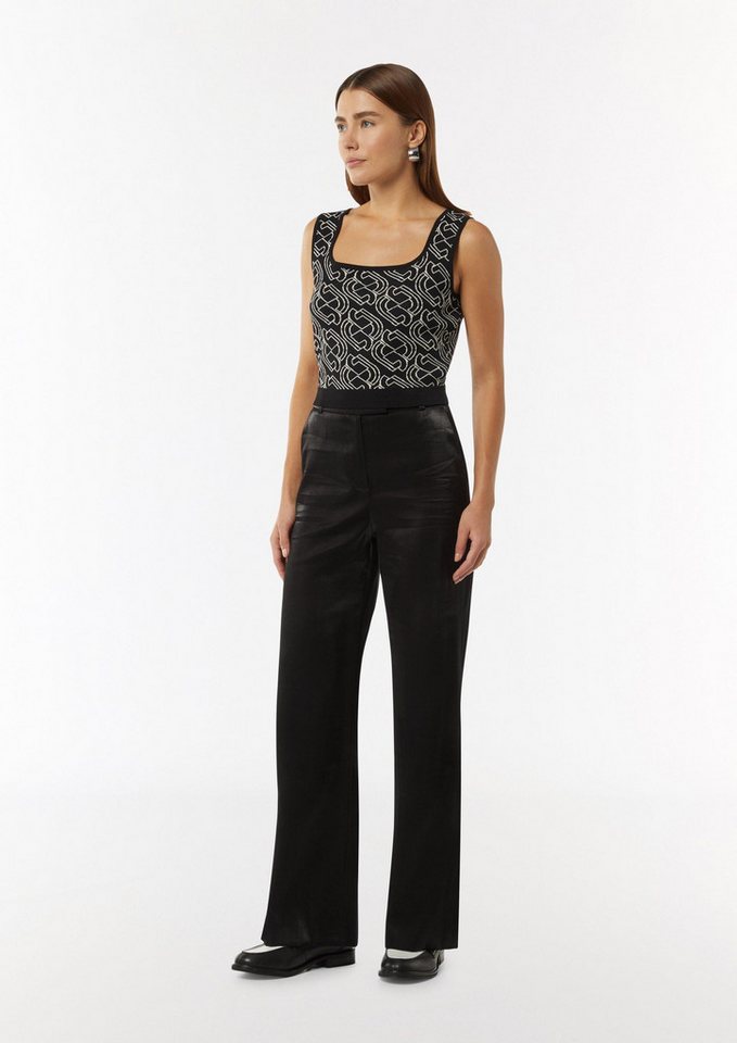 comma Chinos Hose Glänzende Marlenehose mit Schlitz-Detail von comma