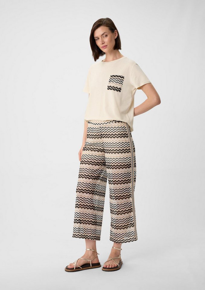 comma Culotte Hose Strickjersey-Culotte mit Zick-Zack-Ajourmuster von comma