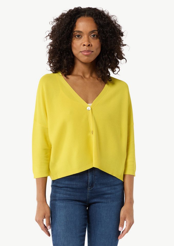 Comma Strickjacke Strickjacke im Boxy-Look mit Perlmuttknopf von Comma