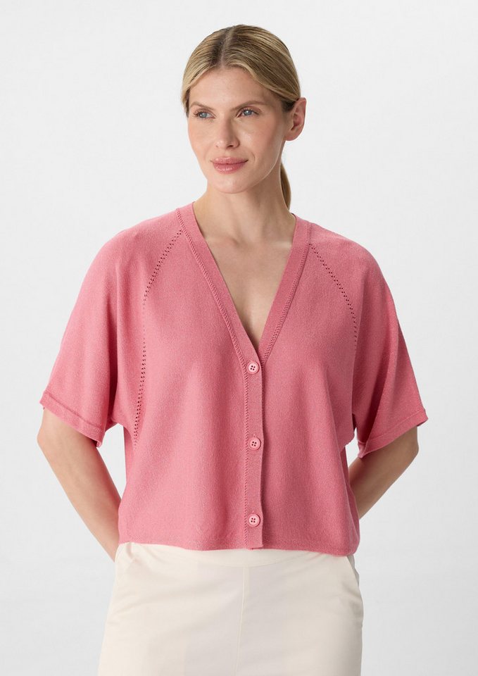 comma Strickjacke Schimmernder Feinstrick-Cardigan mit Fledermausärmeln von comma