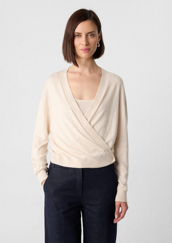 comma Cardigan Strickjacke Wickel-Cardigan aus Feinstrick von comma