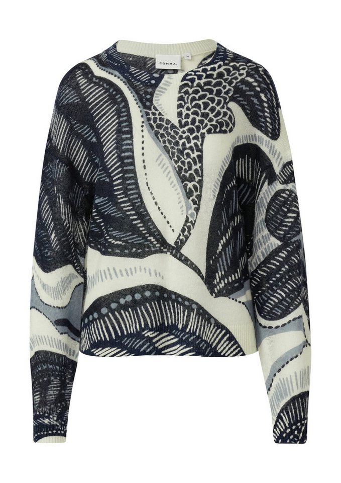 Comma Strickpullover Relaxed-Fit Strickpullover mit Artwork - Relaxed Fit von Comma