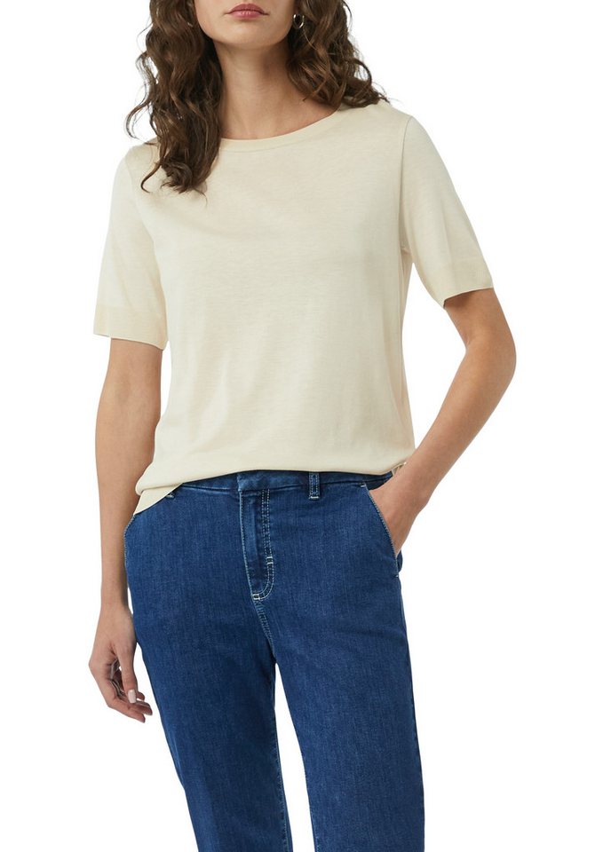 comma Kurzarmshirt aus Strick mit Rippdetails von comma