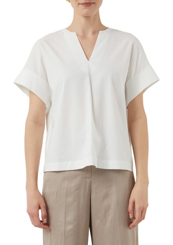 comma T-Shirt mit geschlitztem Rundhalsausschnitt von comma