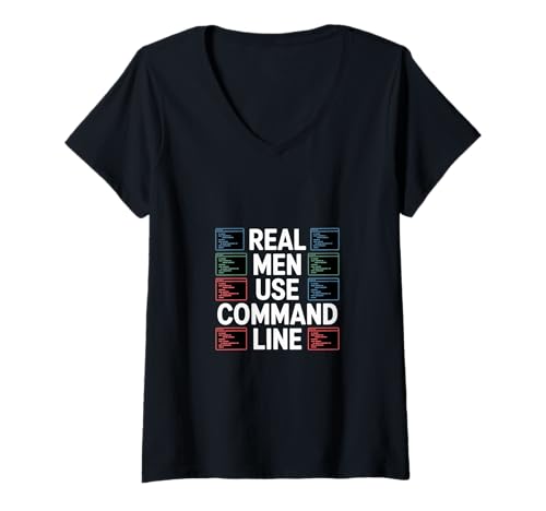 Damen Penetrationstest "Real Men Use Command Line" Humor T-Shirt mit V-Ausschnitt Damen Penetrationstest "Real Men Use Command Line" Humor T-Shirt mit V-Ausschnitt von Command Line Tech Enthusiasts