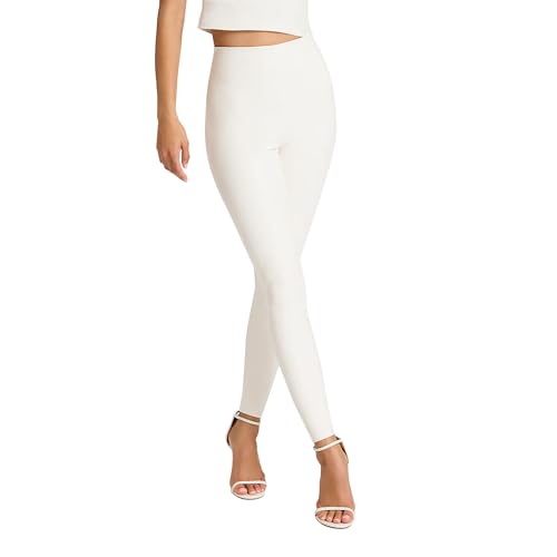commando - Kunstleder-Leggings, formend, aber weich und flexibel, roh geschnitten, maschinenwaschbar, behält Form und Farbe, Weiss/opulenter Garten, M von Commando