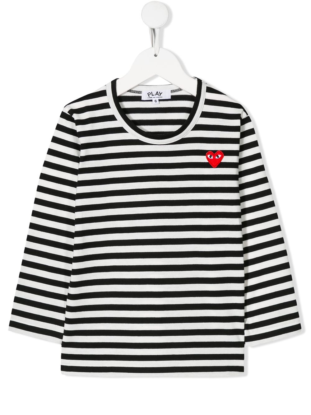 Comme Des Garçons Play Kids Gestreiftes Langarmshirt mit Logo - Weiß von Comme Des Garçons Play Kids