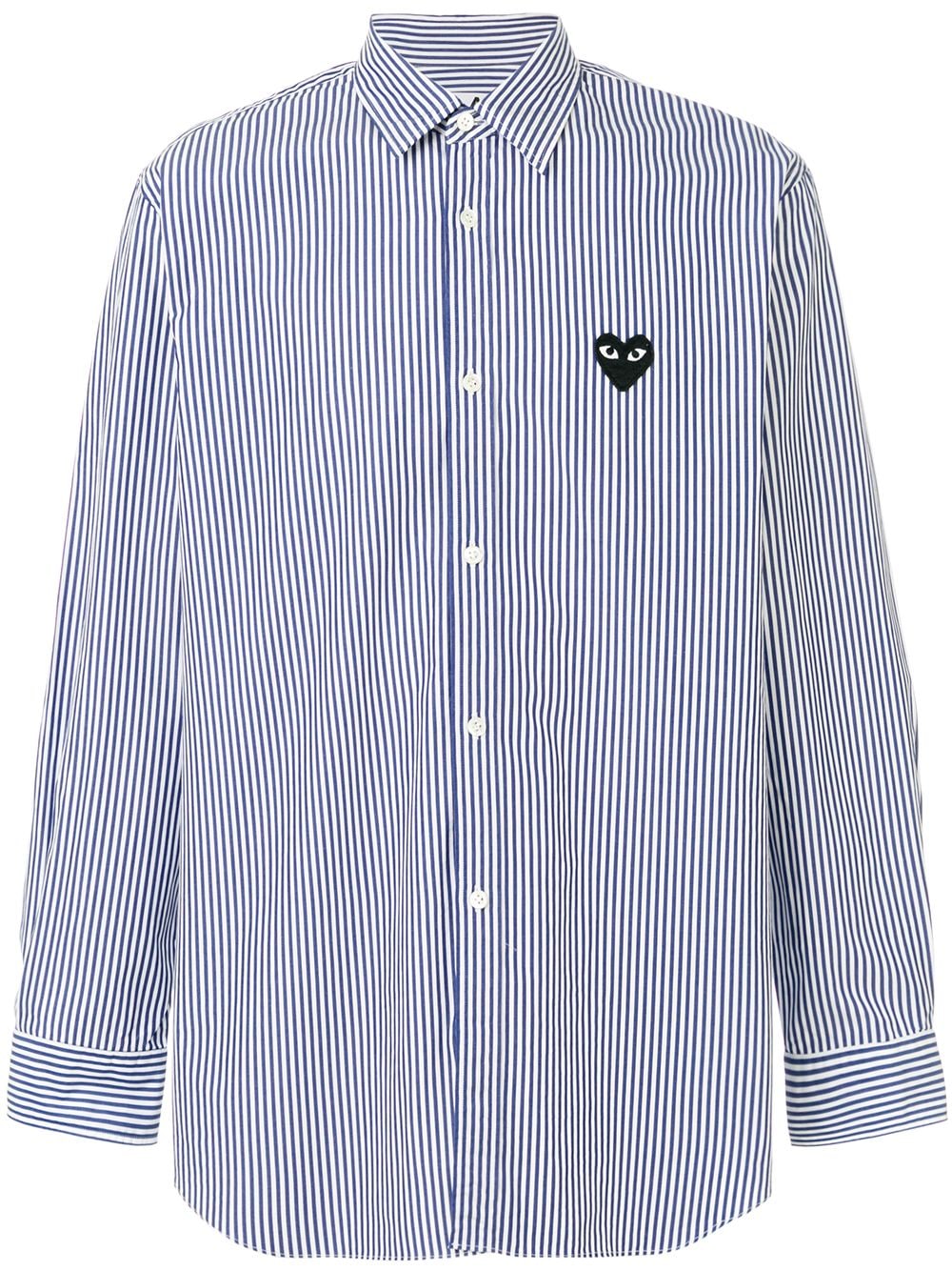 Comme Des Garçons Play Gestreiftes Hemd mit Herz-Patch - Blau von Comme Des Garçons Play