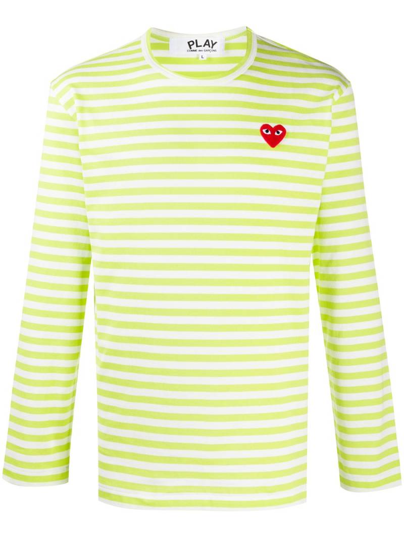 Comme Des Garçons Play Gestreiftes Langarmshirt - Grün von Comme Des Garçons Play