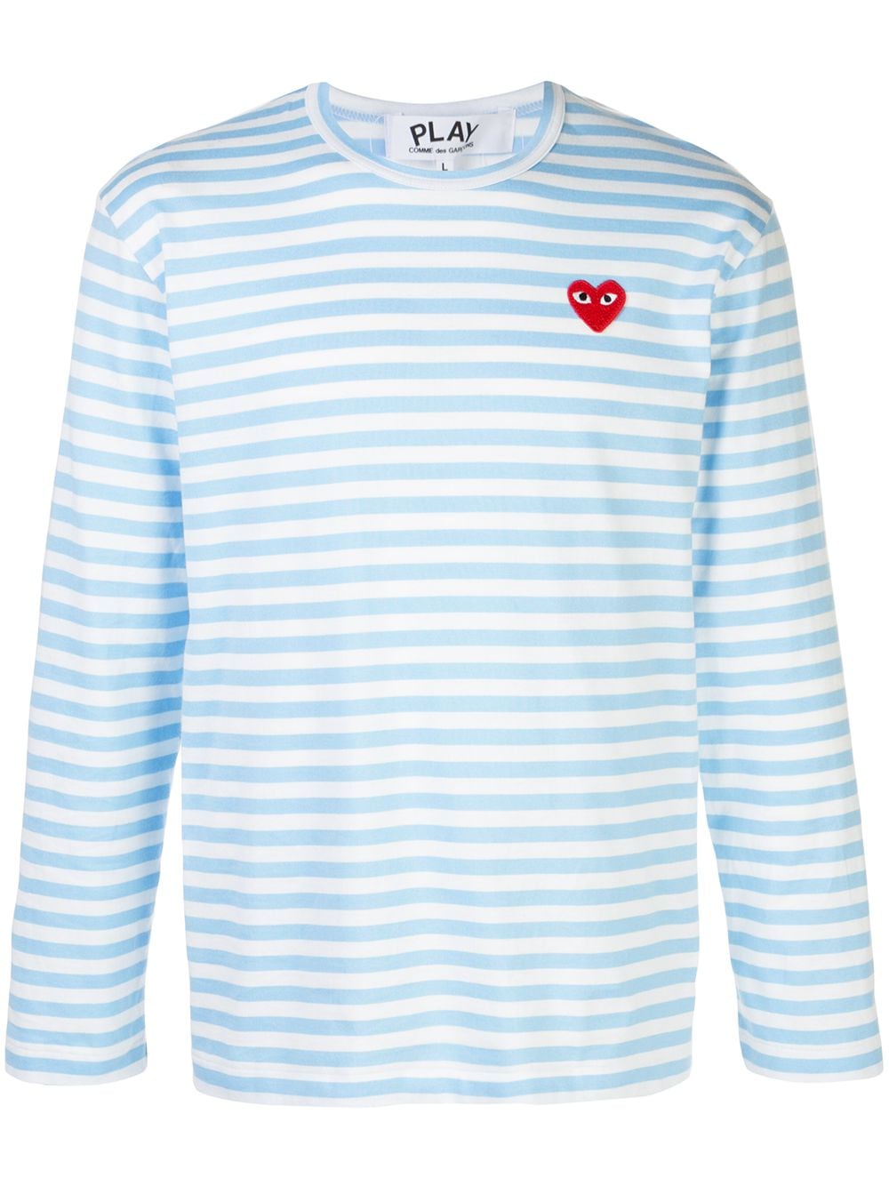 Comme Des Garçons Play Gestreiftes Langarmshirt mit Logo - Blau von Comme Des Garçons Play