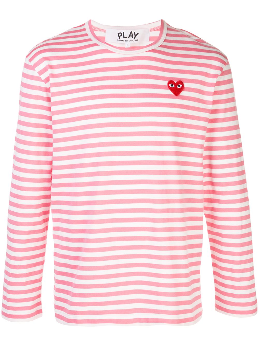 Comme Des Garçons Play Gestreiftes Langarmshirt mit Logo - Rosa von Comme Des Garçons Play