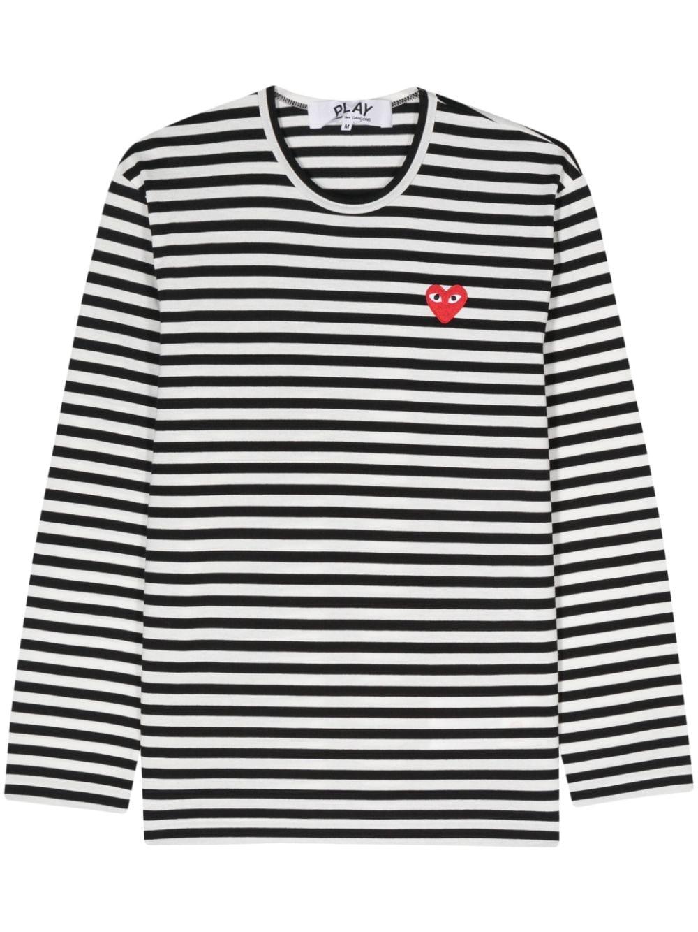 Comme Des Garçons Play Gestreiftes T-Shirt mit Herz-Patch - Schwarz von Comme Des Garçons Play