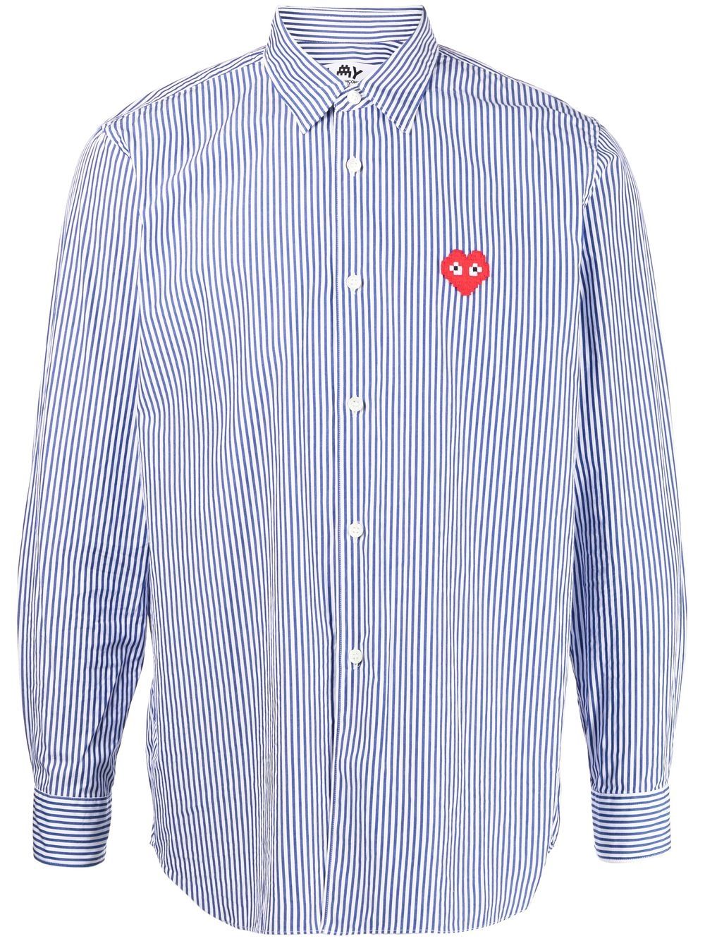 Comme Des Garçons Gestreiftes Hemd mit Logo-Patch - Blau von Comme Des Garçons