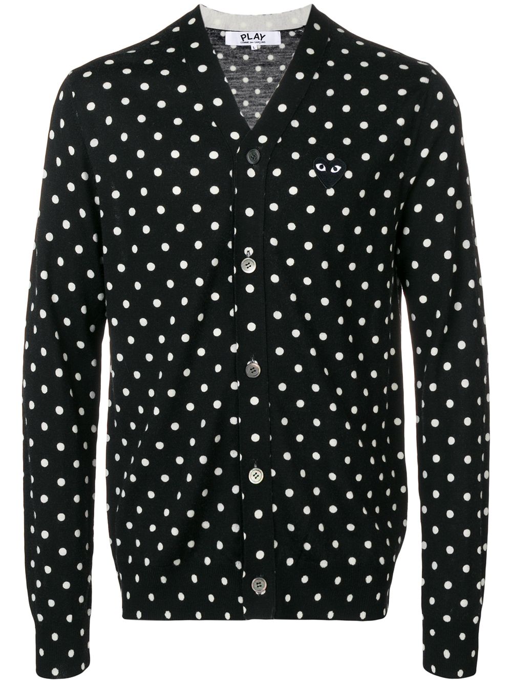 Comme Des Garçons Play Gepunkteter Cardigan mit Logo - Schwarz von Comme Des Garçons Play