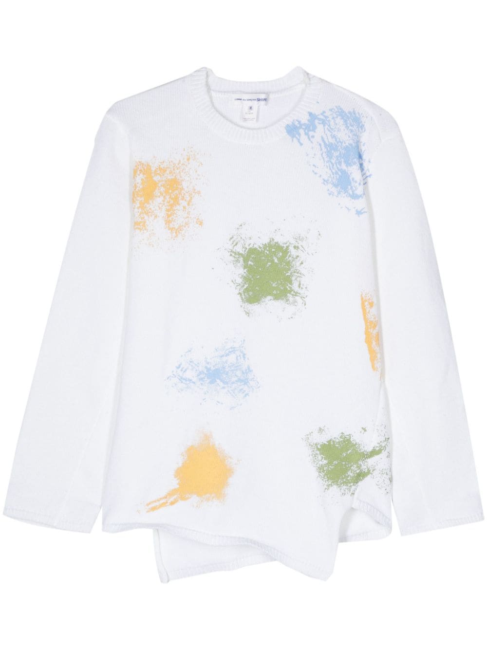 Comme Des Garçons Shirt Asymmetrischer Pullover mit Spray-Print - Weiß von Comme Des Garçons Shirt