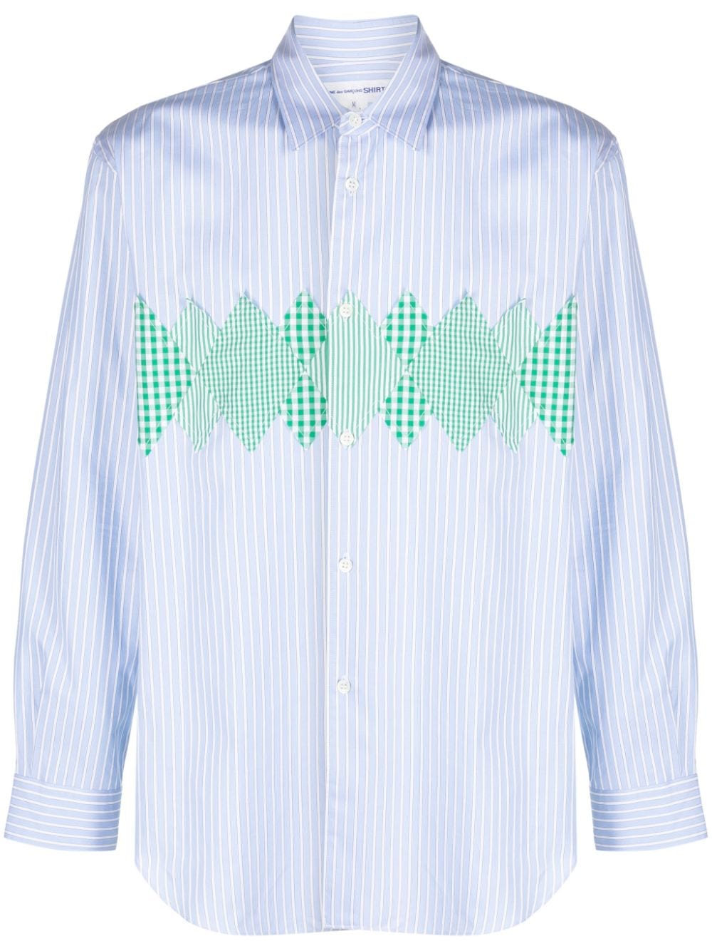 Comme Des Garçons Shirt Gestreiftes Hemd mit Applikation - Blau von Comme Des Garçons Shirt