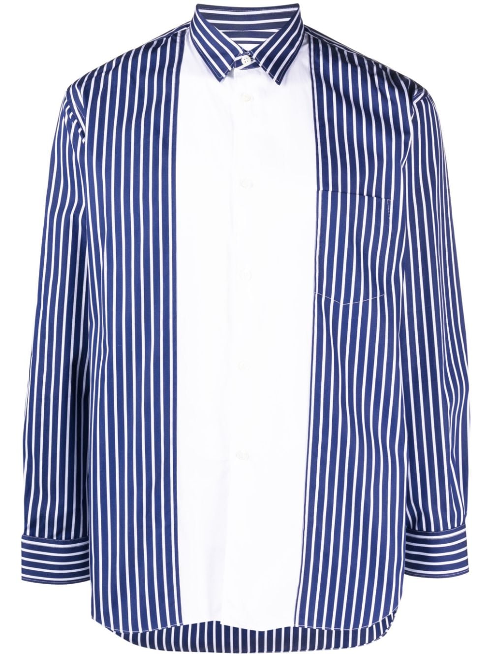 Comme Des Garçons Shirt Gestreiftes Hemd mit Kontrasteinsatz - Blau von Comme Des Garçons Shirt