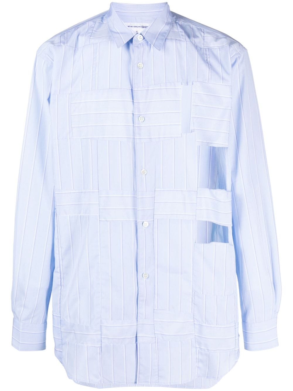 Comme Des Garçons Shirt Gestreiftes Hemd mit Cut-Outs - Blau von Comme Des Garçons Shirt