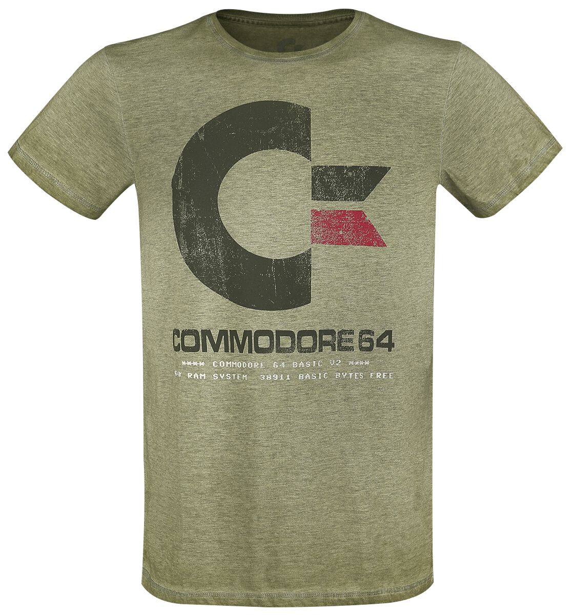 Commodore 64 - Gaming T-Shirt - C64 Logo - Vintage - S - für Männer - Größe S - grün meliert von Commodore 64