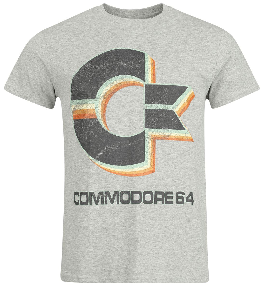 Commodore 64 Retro Logo T-Shirt grau meliert in M von Commodore 64