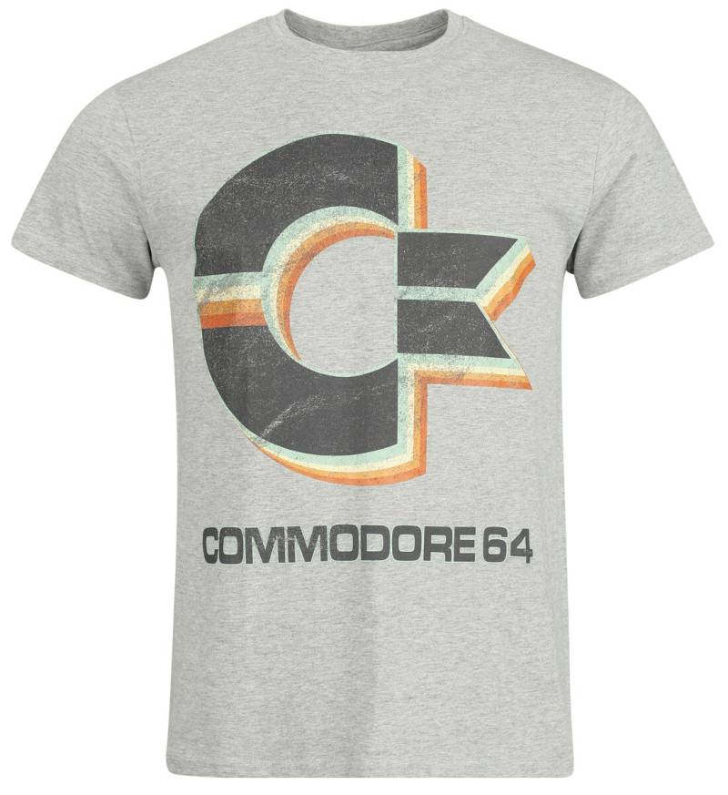 Commodore 64 Retro Logo T-Shirt grau meliert in XXL von Commodore 64