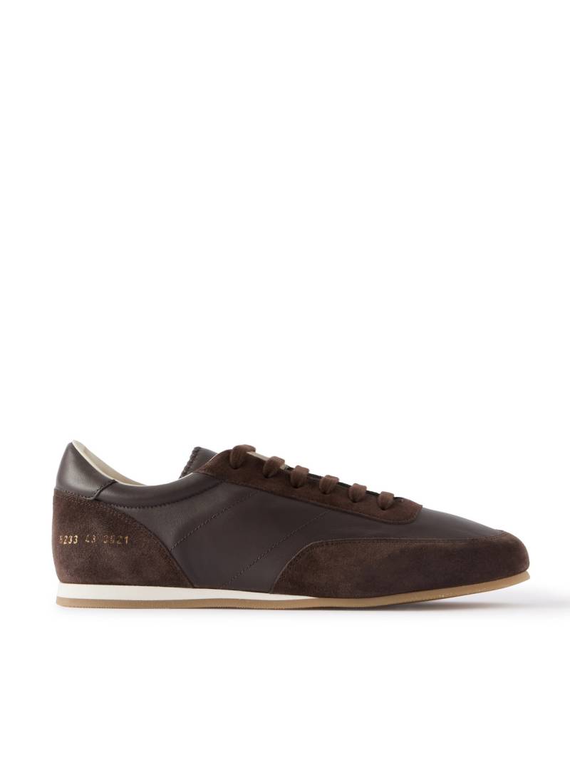 Common Projects - Minimal Runner Suede-Trimmed Leather Sneakers - Men - Brown - EU 44 von Common Projects