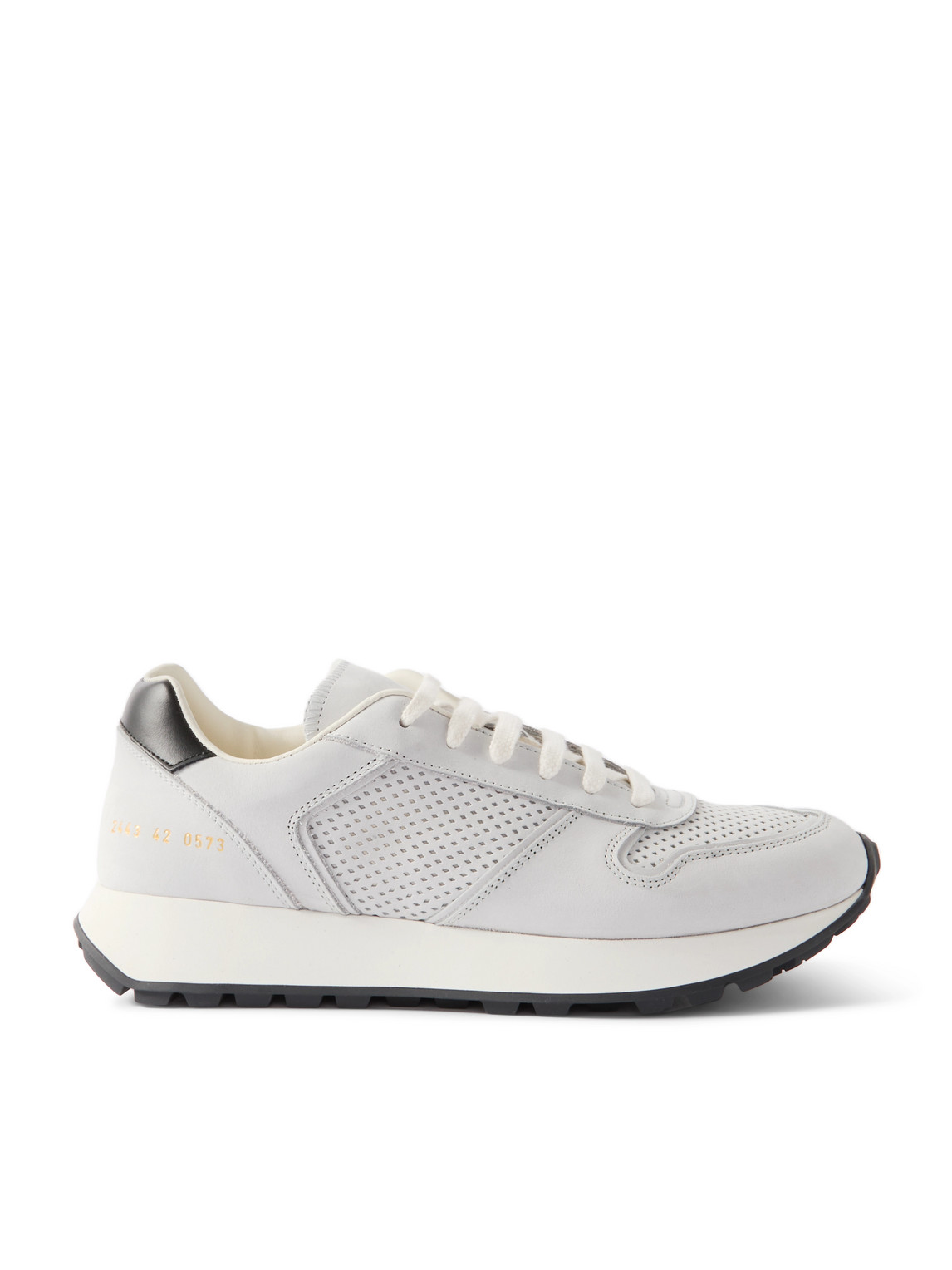 Common Projects - Track Premium Leather-Trimmed Perforated Nubuck Sneakers - Men - Gray - EU 40 Common Projects - Track Premium Leather-Trimmed Perforated Nubuck Sneakers - Men - Gray - EU 40 von Common Projects