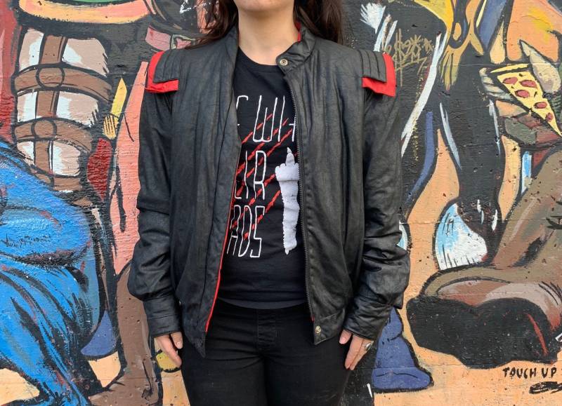 Micheal Jackson 80Er Jahre Thrillerjacke Schwarz Rot Größe Herren Medium von CommonThreadClothing