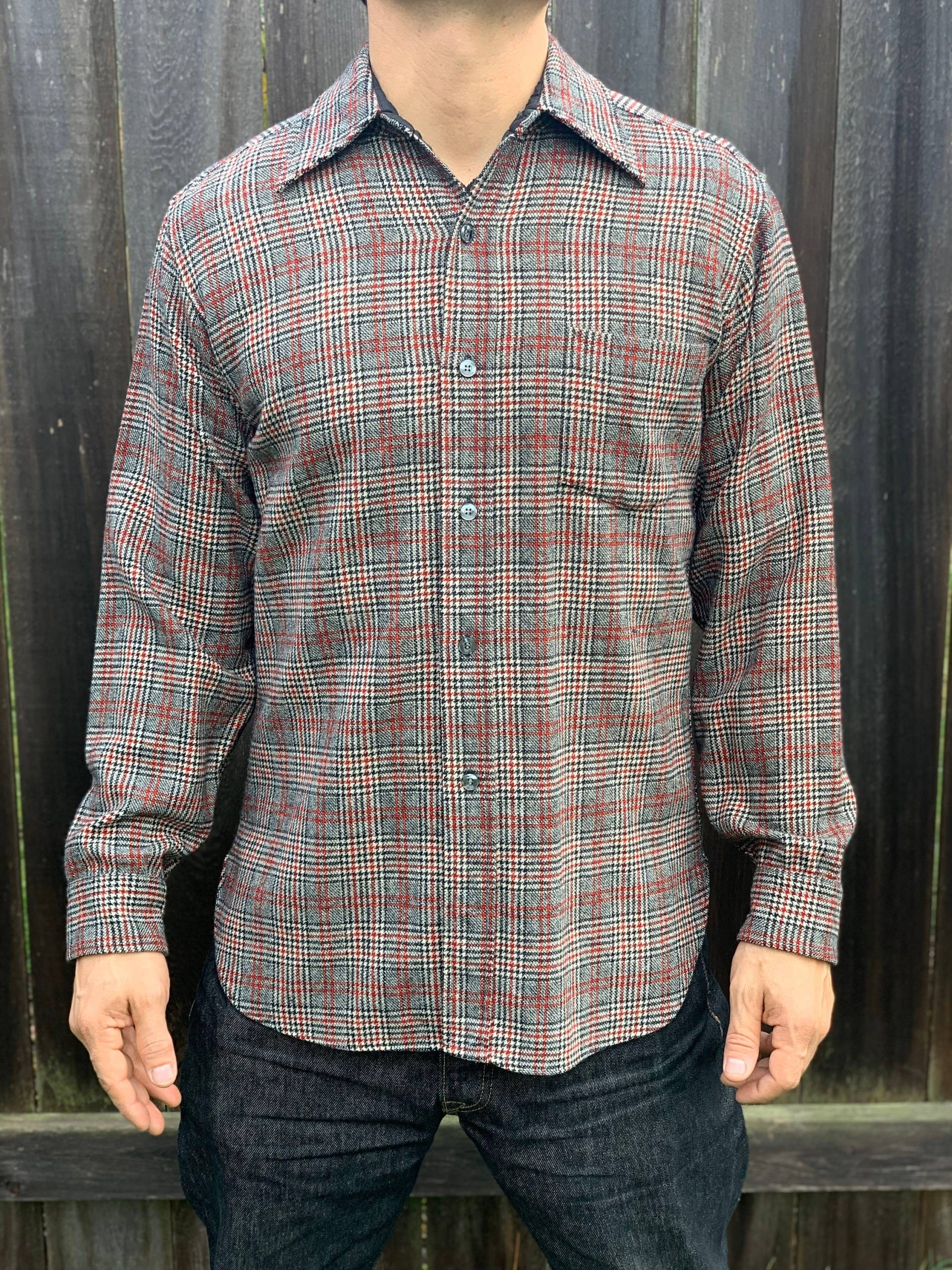 Pendleton Vintage Rot Und Withe Karierten Button Bis Herren Weiß Wolle Flanell Shirt Größe Groß von CommonThreadClothing