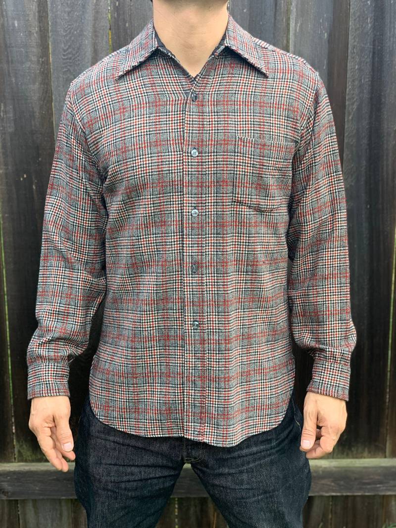 Pendleton Vintage Rot Und Withe Karierten Button Bis Herren Weiß Wolle Flanell Shirt Größe Groß von CommonThreadClothing
