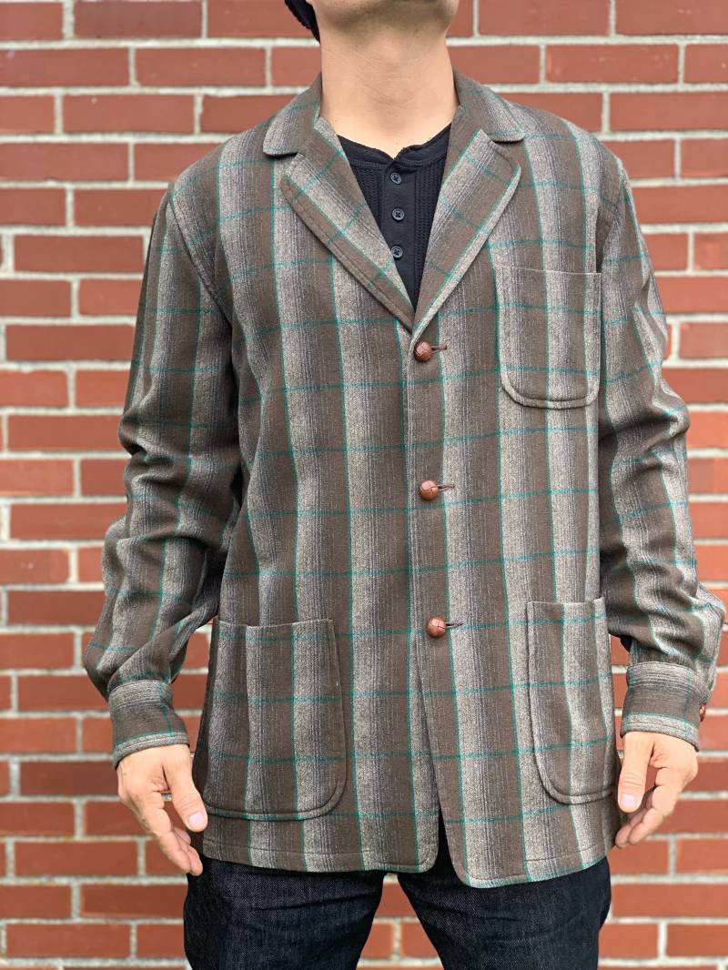 Vintage Pendleton Braun Und Grün Kariertes Wolle Blazer Feldhemd Herren Größe Medium von CommonThreadClothing