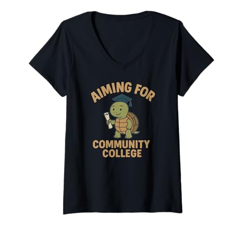 Damen Auf der Suche nach Community College Turtle T-Shirt mit V-Ausschnitt Damen Auf der Suche nach Community College Turtle T-Shirt mit V-Ausschnitt von Community College Design Co.