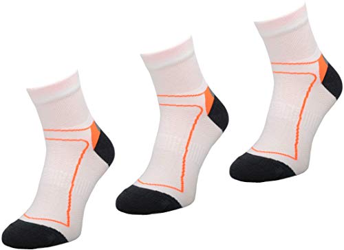 Comodo 3 Paar Fahrrad-Socken|Damen/Herren|Funktionssocken|Bike|Mountainbike|Rennrad|Sport|Radfahren|Biking|BIK1|Farbe:White/Orange|Größen:43-46 von Comodo