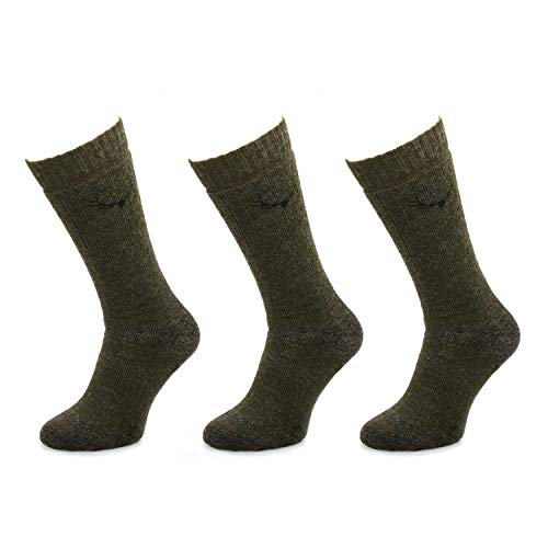 Comodo - Jagdsocken Herren & Damen|3er Set Jagdstrümpfe für Winter & Sommer lang|Outdoor Thermosocken für Jäger atmungsaktiv|Thermo Kniestrümpfe zum Wandern und Bergsteigen|SMG1 gr 39-42 Khaki von Comodo