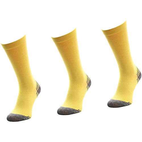 Comodo - Kompression Laufsocken Damen & Herren atmungsaktiv|3 Paar Sportsocken lang|Outdoor Funktionssocken für langes Laufen|Joggen|Sport und Fitness|Thermo Socken/Strümpfe SSC gr 35-38 gelb von COMODO