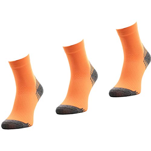 Comodo - Laufsocken Sport Kinder und Erwachsene rutschfest|3 Paar Thermo Running Socks kurz|atmungsaktive Sneaker Socken für langes Laufen/Joggen für Mädchen und Jungen RUN6 gr 35-38 Neon orange von Comodo