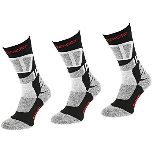 Comodo - Wandersocken Herren & Damen mit Polsterung|3 Paar Lange Thermo Trekkingsocken zum Wandern|atmungsaktive|antibakterielle|antirutsch|gepolsterte Wanderstrümpfe STT gr 35-38 schwarz|weiß von Comodo