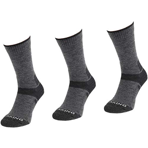 Comodo - Wandersocken Kinder & Erwachsene mit Merinowolle | 3 Paar Trekkingsocken für Sommer & Winter | warme Merino Socken Wandern & Bergsteigen | Thermo Hikingsocken TRE3 gr 35-38 grau | Mittelgrau von Comodo